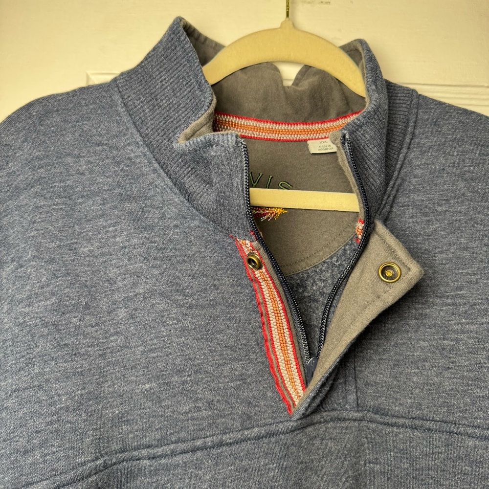 Orvis Signature Quarter Zip Snap Pullover Navy Blue XXL - Picture 8 of 13